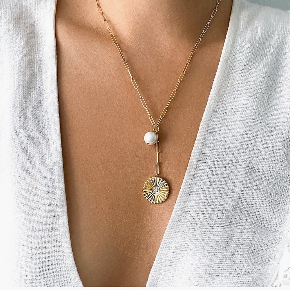 + ADORNIA + 14k Gold Vermeil Pearl Drop Y Necklace - Picture 3 of 8